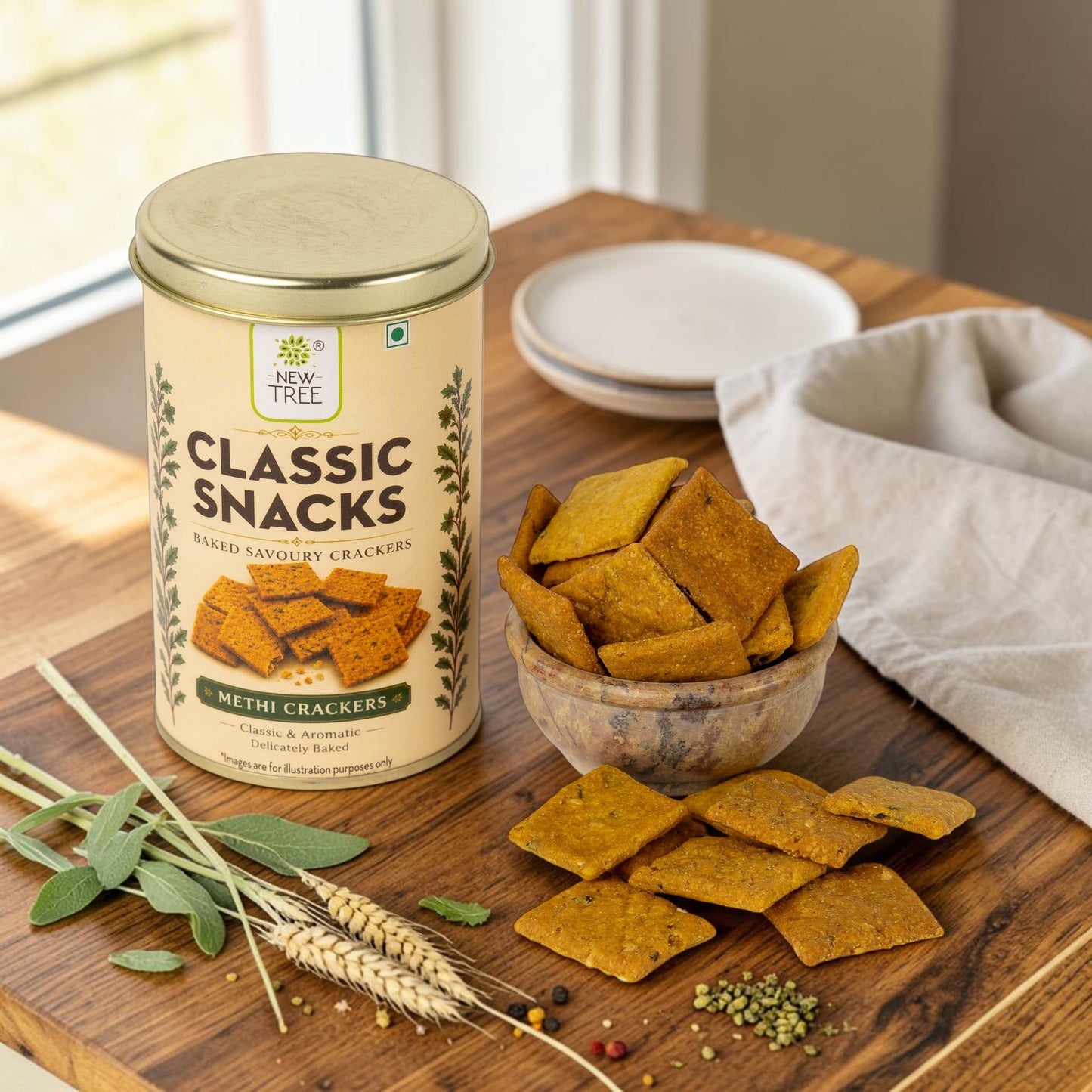 Classic Methi Crackers | Baked Multigrain Savoury Crackers