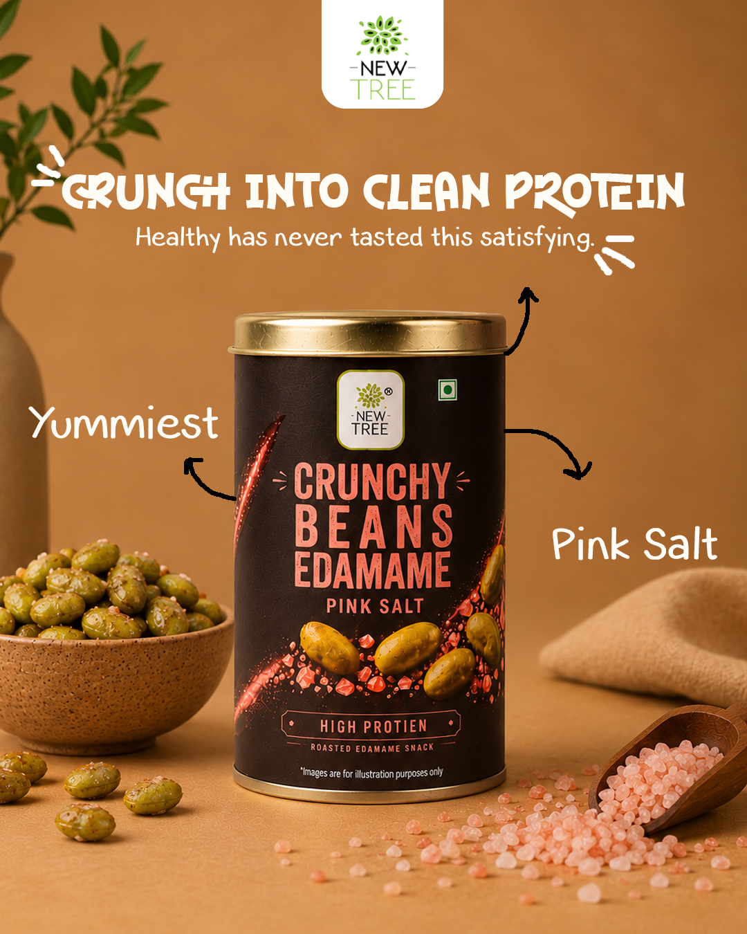 Crunchy Edamame Pink Salt | High Protein Roasted Edamame